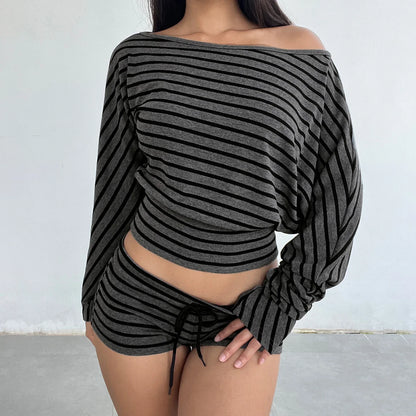 Striped Top & Shorts Set