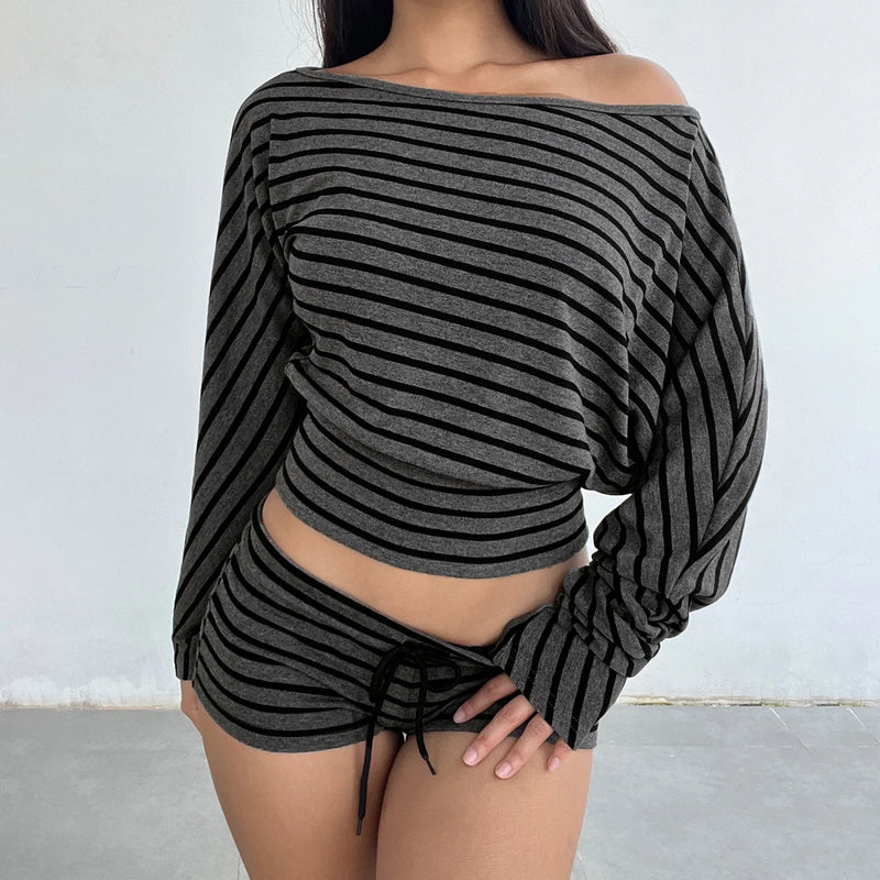 Striped Top & Shorts Set