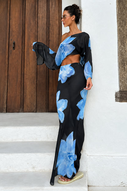 Floral Mesh Skirt Set