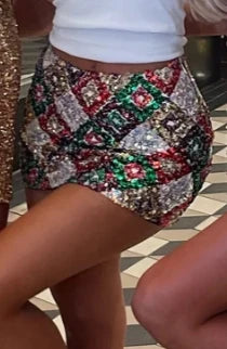 Sequin Tie-Up Mini Skirt