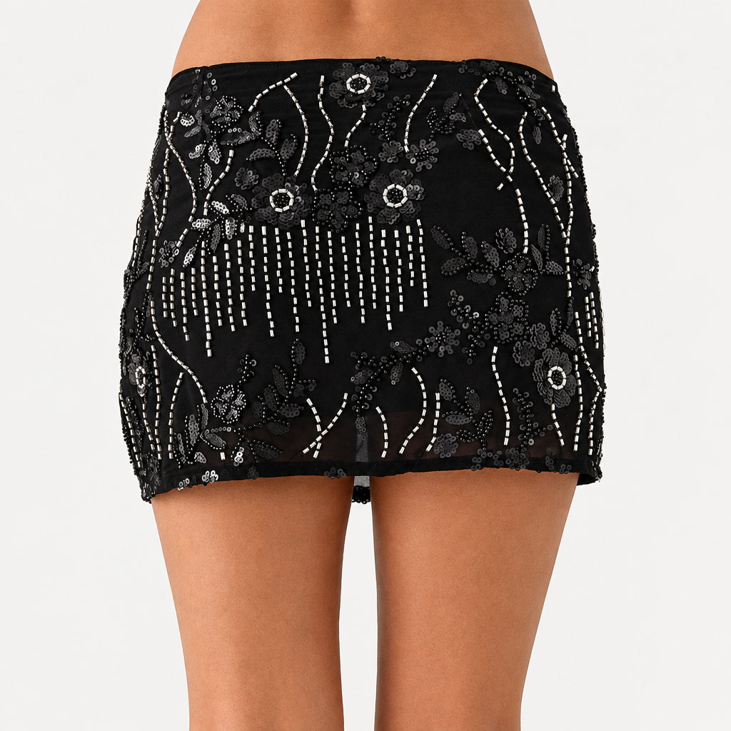 Beaded Sequin Mini Skirt