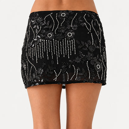 Beaded Sequin Mini Skirt