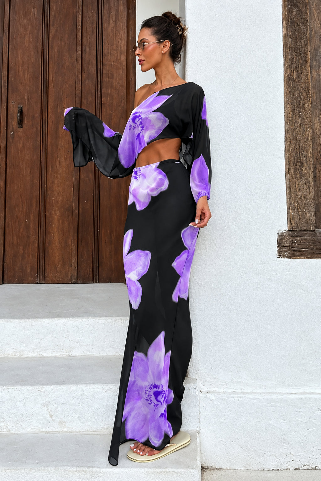 Floral Mesh Skirt Set