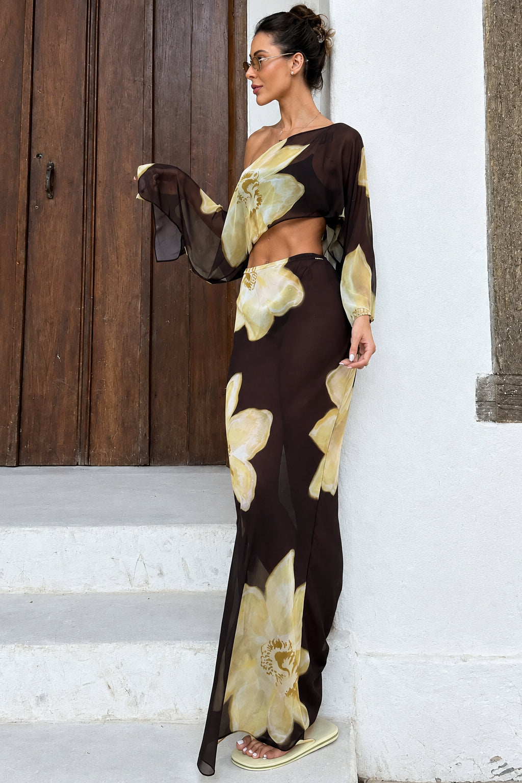 Floral Mesh Skirt Set