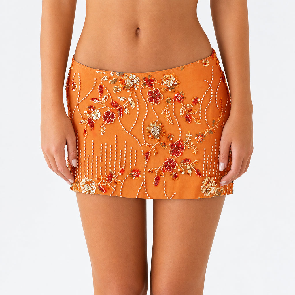 Beaded Sequin Mini Skirt