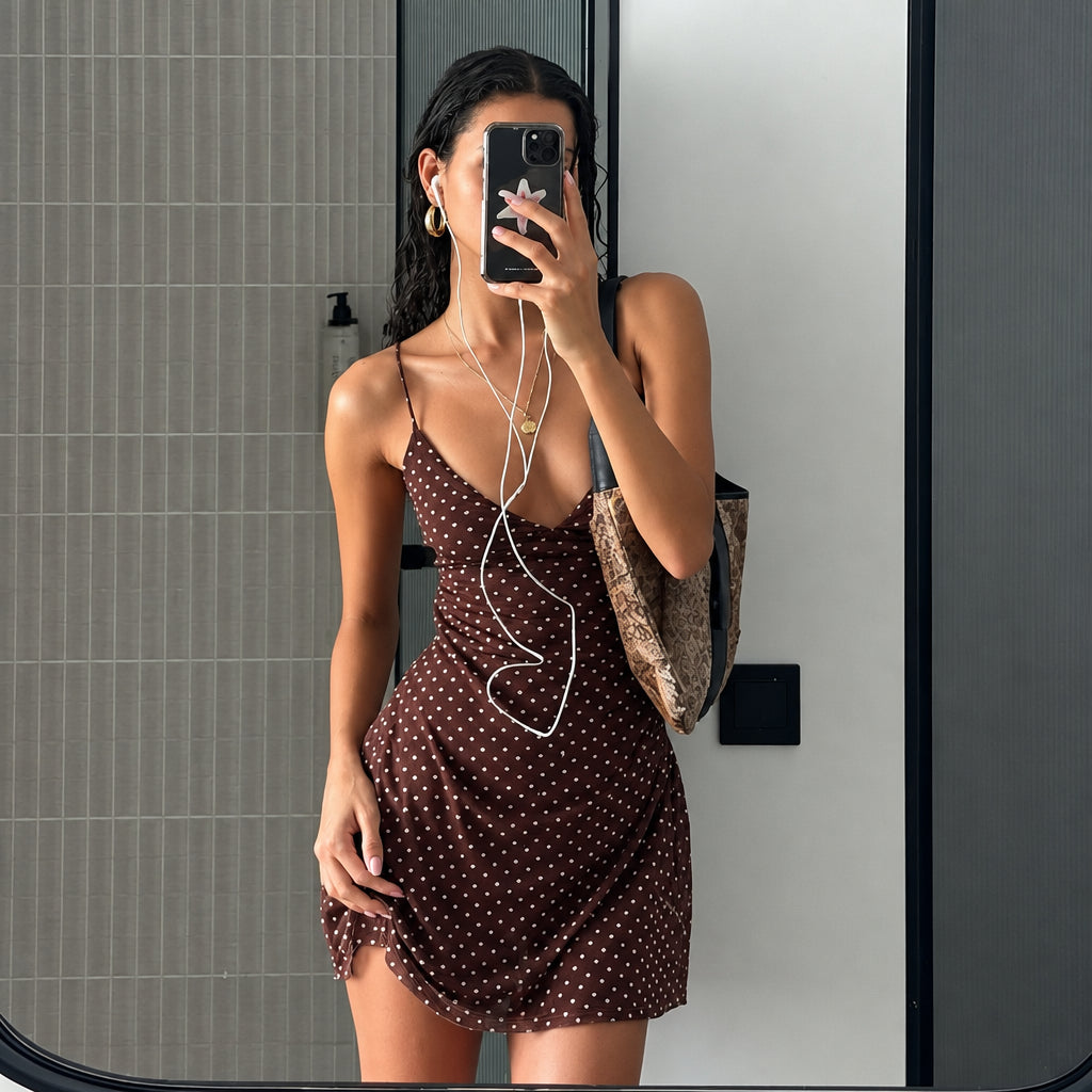 Mesh Polka Dot Mini Dress