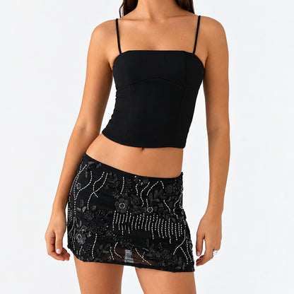 Beaded Sequin Mini Skirt