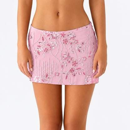 Beaded Sequin Mini Skirt